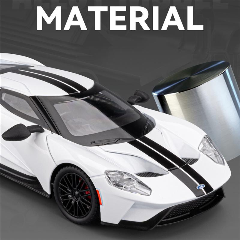 1:24 Ford GT Alloy Super Sports Car Model Diecasts Metal Racing Vehicles Car Model High Simulation Sound and Light Kids Toy Gift
