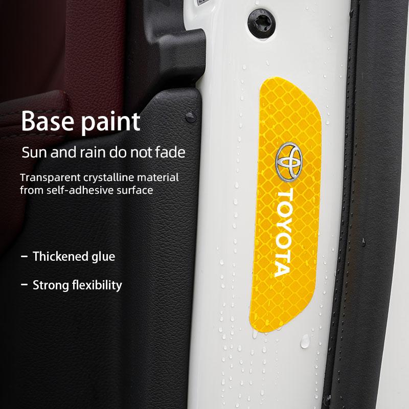 4Pcs Reflective Car Logo Door Sticker Safety Warning Reflector Mark For Toyota 86 Mirai Supra Prado Alphard Crown Vellfire Sequo