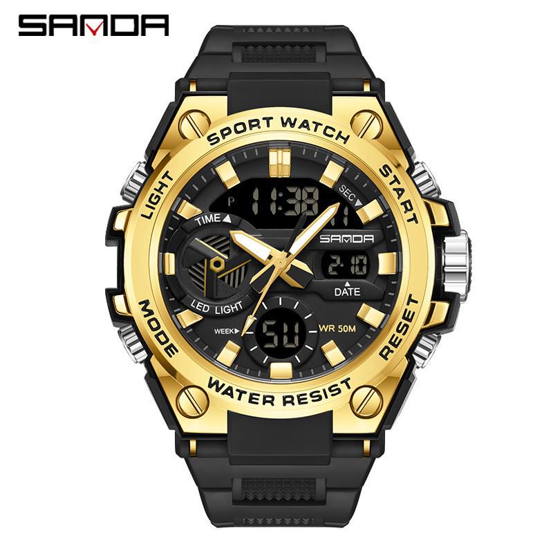 Sanda Men's Multifunctional Waterproof Luminous Military-Style Outdoor Sports Electronic Watch