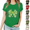 Women's Casual Saint Patrick Print T-Shirt Round Neck Pullover Short Sleeve Top