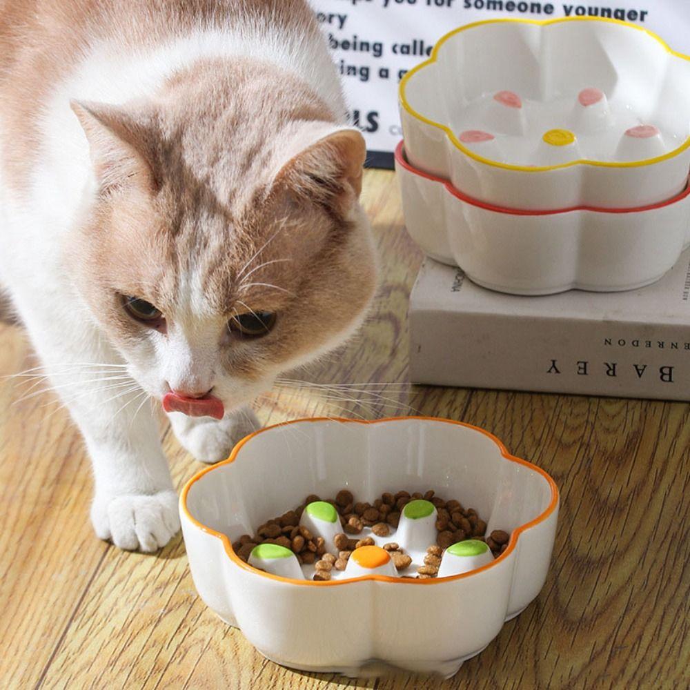 Large Diameter Slow Feeder Bowl Neck Guard Cat Water Bowl Pet Food Bowl Outdoor Feeding
