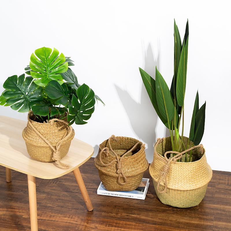 WCIC Новая домашняя подвесная цветочная корзина из морских водорослей с вешалкой, веревка, домашний декор