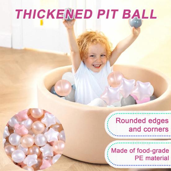 100Pcs/Set Colorful PE Crush Ball Round Star Thickened Pit Proof BPA Phthalate Free Safe Indoor Outdoor Baby