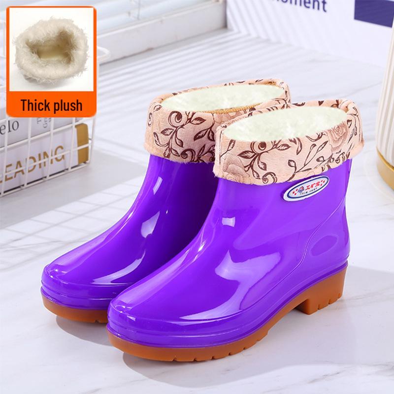 Женские водонепроницаемые короткие резиновые ботинки на оксфордской подошве - Нескользящая модная верхняя одежда