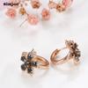 SIMJOO Rose Gold Earrings Fashion Fresh Flower Zircon Earrings