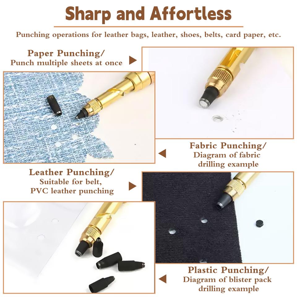 1 шт. 6 размеров наконечников, регулируемый японский винтовой дырокол для кожи, бумаги, ремня, дырокол с деревянной ручкой, инструмент для переплета книг