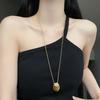 Large Oval Long Sweater Chain Metal Smooth Glossy Droplet Pendant  Autumn Winter