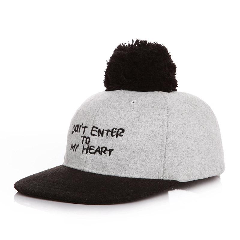 Autumn and winter children's hats, color matching children's shell flat-tongue hats, baby peaked hats, letter hip-hop hairball hats