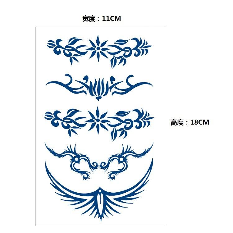 Постепенное изменение геометрический травяной сок лиса кит русалка имитация татуировки наклейка, переводная наклейка на воду