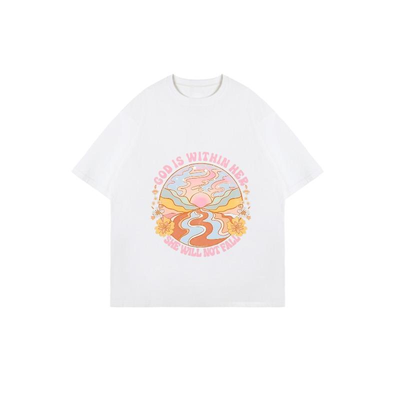 Оверсайз футболка черная Бог внутри нее она не падет психоделический арт-принт графическая футболка женская повседневная уличная мода топ