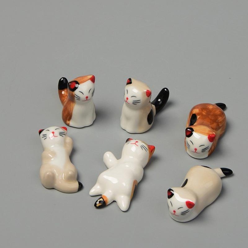 1 шт. Подставка для палочек для еды Домашнее украшение Керамическая Креативная Ложка Отель Подушка для палочек для еды Держатель для вилок Форма кошки
