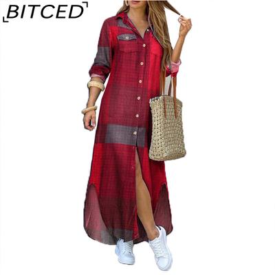 Женская мода весна-осень сексуальная однобортная рубашка длинные свободные платья с воротником поло