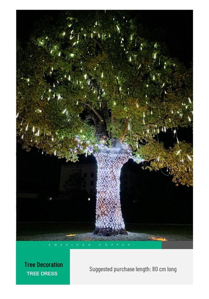 Waterproof Solar LED Meteor Shower String Lights - Outdoor Hanging Decorative Tree Lights