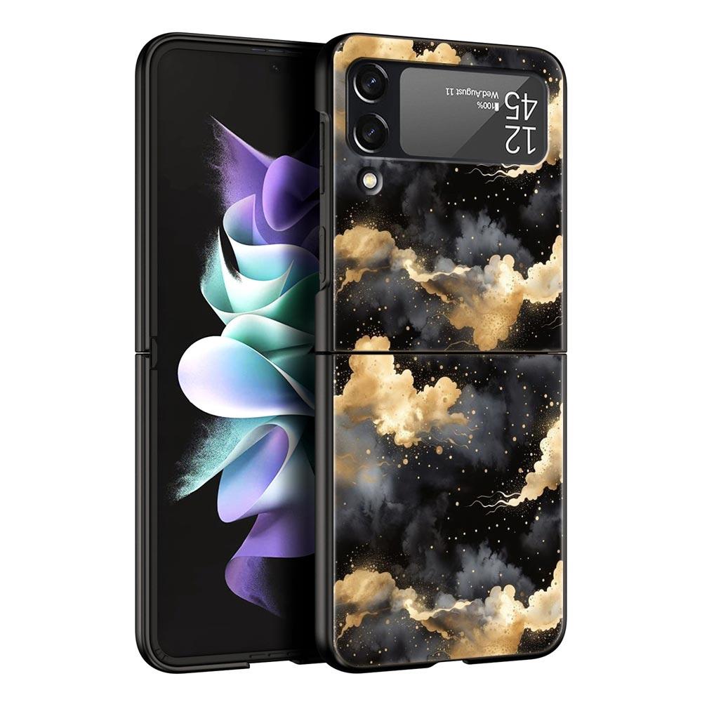 Чехол для телефона 'Планета и звездное небо' для Samsung Galaxy Z Flip3 Flip4 Flip5, ПК-корпус для Z Flip 3 4 5, Черная жесткая складная крышка