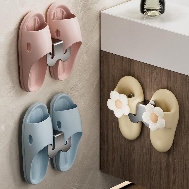 1/3pcs Wall Mounted Shoe Rack Non Perforated Simple Storage Racks Bathroom Door With Wall Bathroom Slipper Wall Mounted Hook