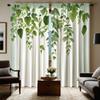 2pcs HD Pastoral Style Small Fresh Weeping Willow Decorative Curtain Green Digital Printed Curtain Home Decoration Style Deco