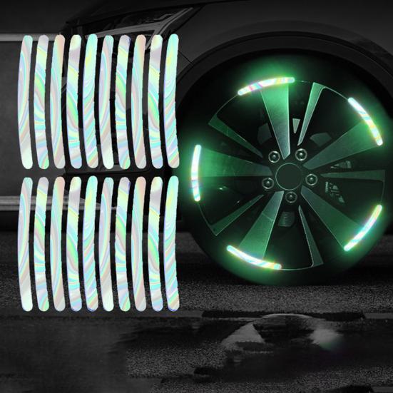 Car Wheel Reflective Strip, Rainbow Rim Decals for Cars Motorcycle Bike, Waterproof High Visibility Sticker for Tires