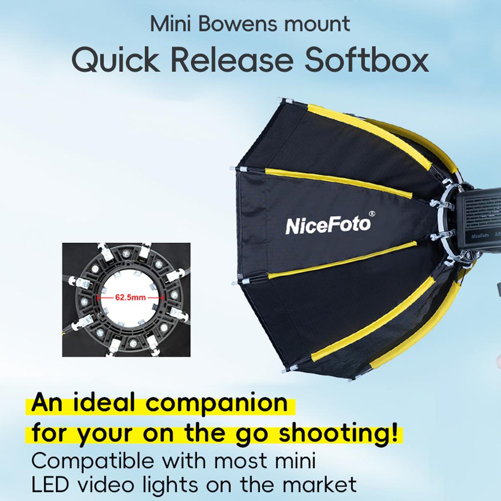 NiceFoto mini-50g 50 см/20 дюймов Мини восьмиугольный софтбокс со съемной рассеивающей тканью и сотовой решеткой