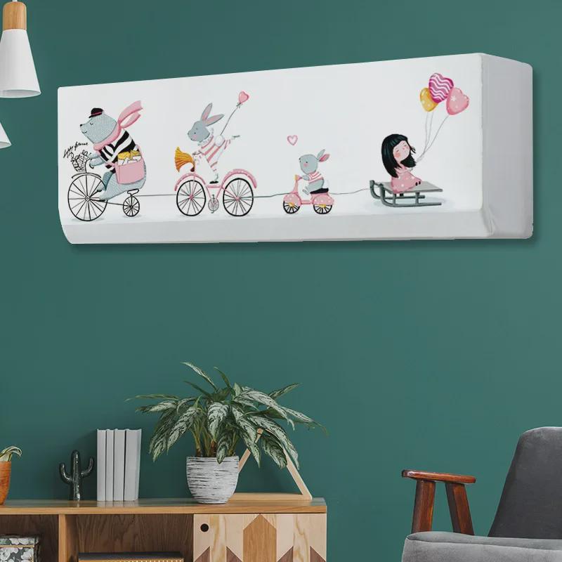 Универсальный мультяшный чехол для кондиционера воздуха: Моющиеся и эластичные для спальни