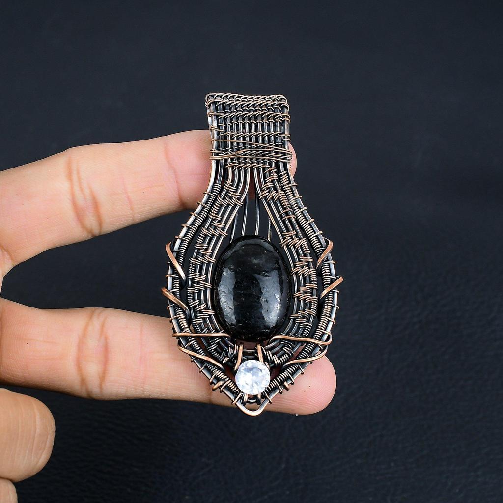 Black Tourmaline Pendant Gemstone Jewelry, 999 Copper Wire Wrapped Pendant, Handmade Amazing Pendant Jewelry