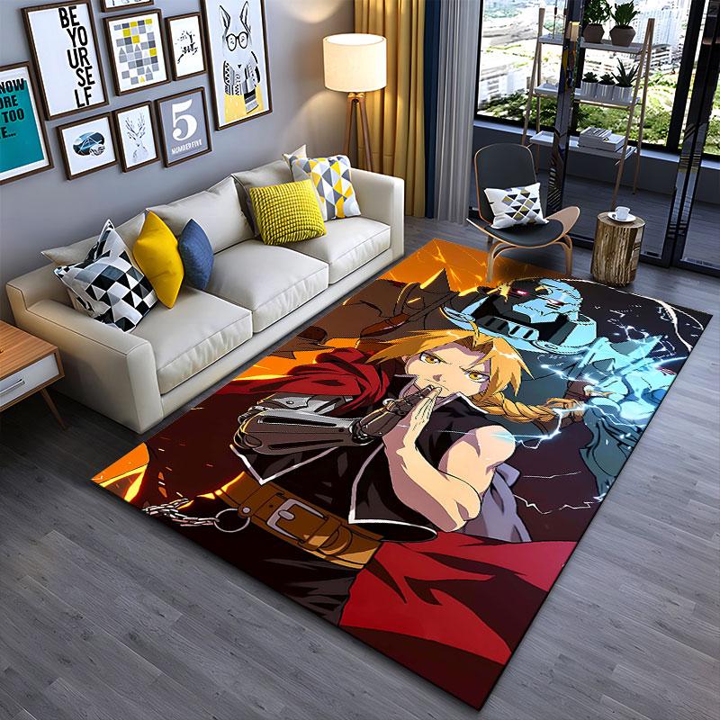 Anime Print with Armored Warrior suitable as a non-slip mat for the living room or bedroom sofa