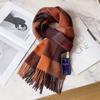 Winter Fashion British Pure Wool Scarf Women's Warm Long Thickened Fringed Scarf Couple Shawl Versatile