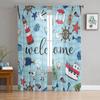 Afternoon Tea Cake Dessert White Window Curtain for Living Room Home Decor Tulle Voile Curtain for Kitchen Bedroom Window