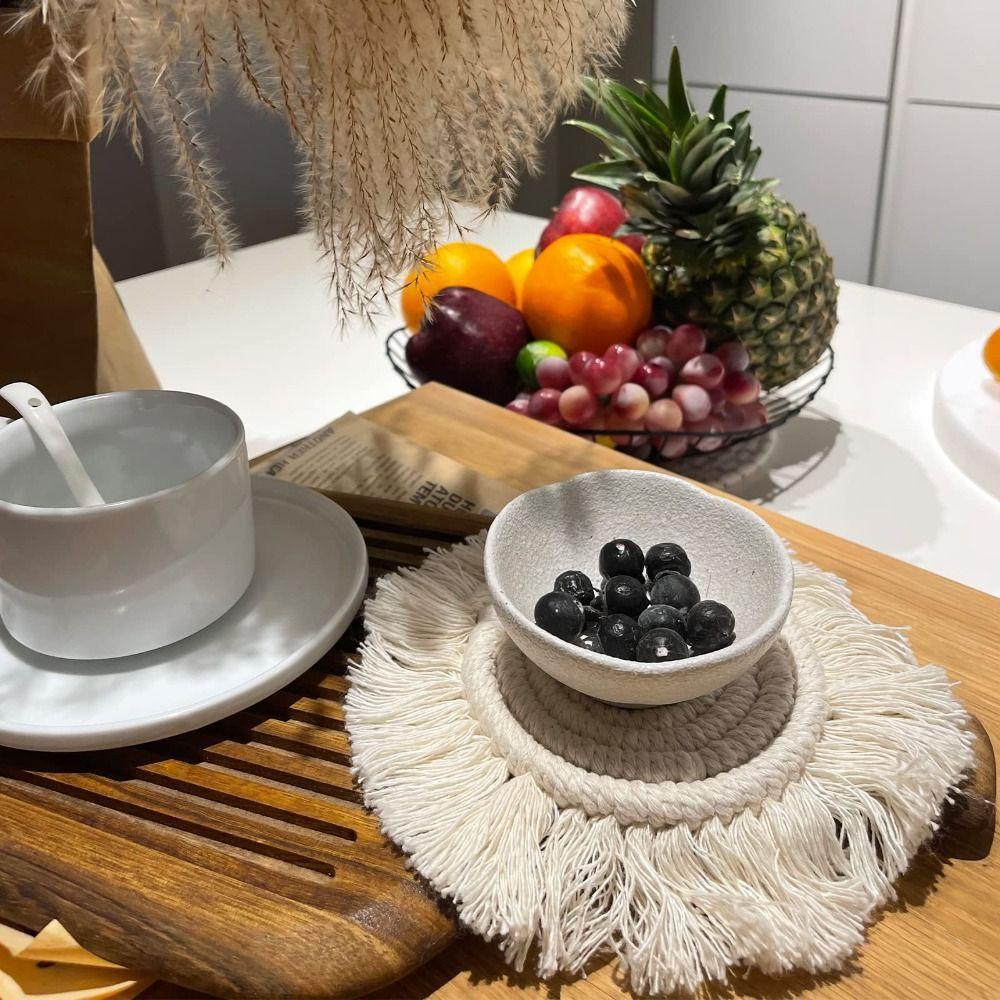 Tassels Water Cup Mat Absorbent Insulated Dining Table Mat Boho Coaster  Tabletop Protection