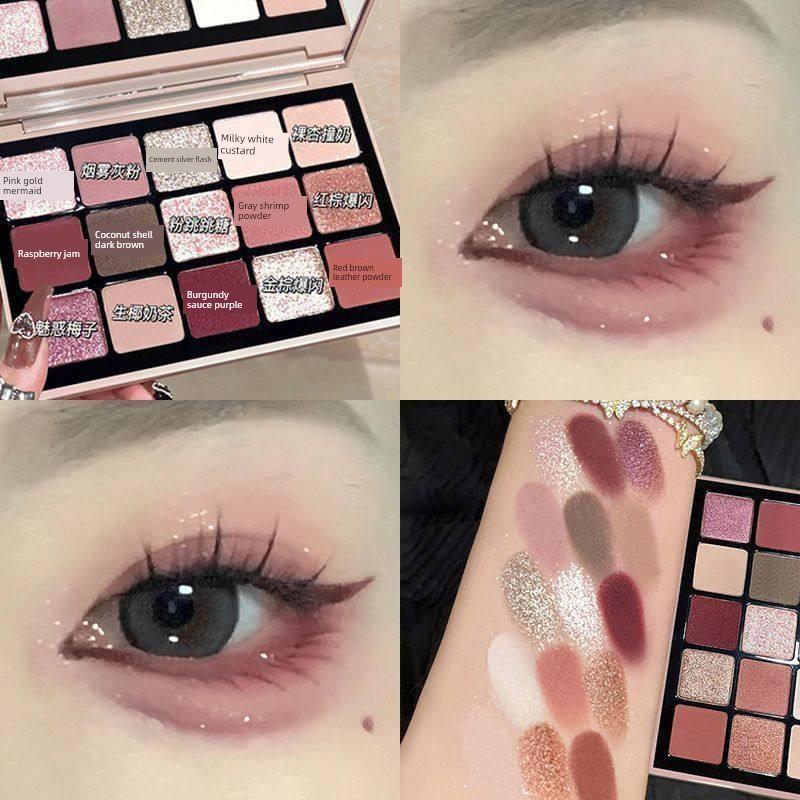 Slightly Tipsy Wine Red Eyeshadow Palette, Rose Eye Makeup, Rose Pearl Matte Red Brown Cement Earth Color, Affordable Eyeshadow for Students