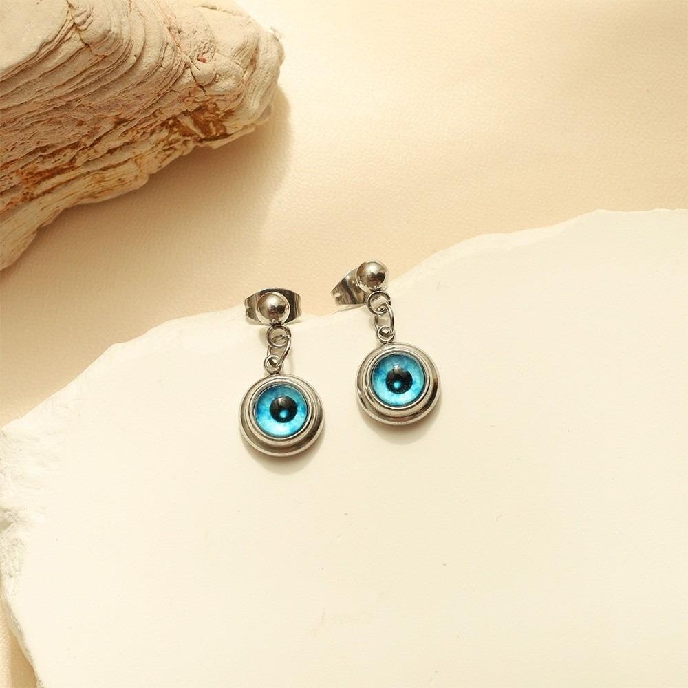 Waterproof Eye Necklace Titanium Demon Eye Earrings Blue Eyes Choker Chain Lucky Jewelry