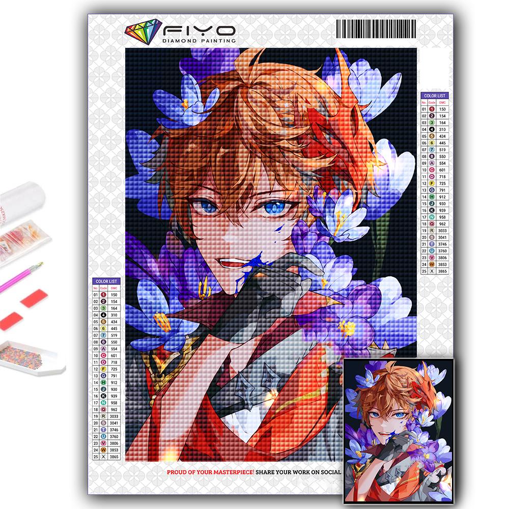 DIY 5D алмазная живопись Genshin и цветок, набор для вышивки крестом, полная дрель, вышивка, мозаика, художественная картина, стразы, подарок