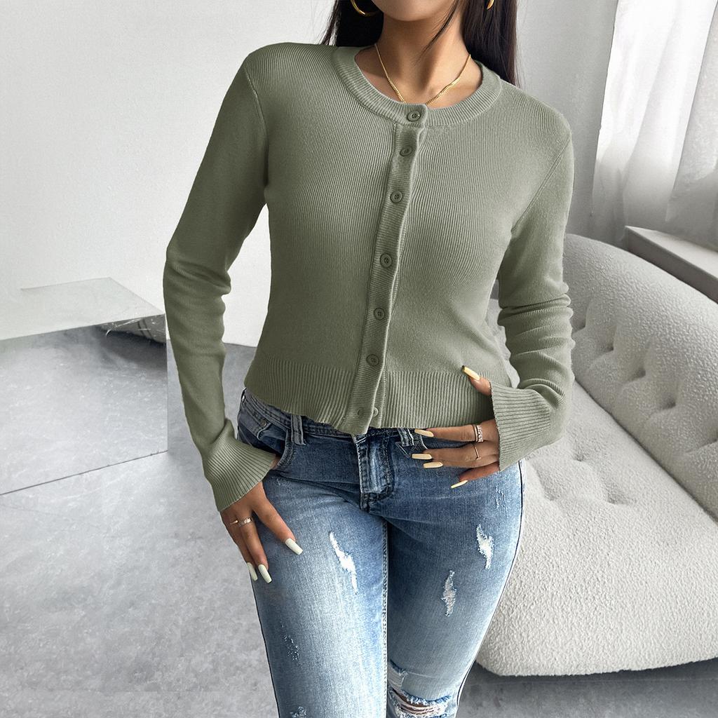 Женский осенне-зимний топ Temperament Slim Cardigan Row of Buttons Long Sleeves Jemper