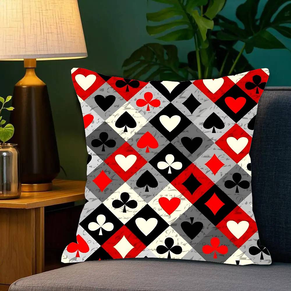 Playing Cards Pillow Case Fashion Square Pillowcase Bedroom Sofa Room Ins Decoration Leisure