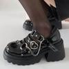 Women's Mid Heel Pumps Spring Metal Chain Mary Jane Lolita Shoes Woman Patent Leather High Heels Gothic Shoes Punk Platform Pump