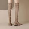 Обувь для женщин 2024 года, женские сапоги выше колена из искусственной замши, модные высокие сапоги с квадратным носком, стройнящие, Bota Camurca Cano Longo