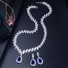 CMM 2PCS Engagement Water Drop Cubic Zirconia Pendant Necklace Set Earrings