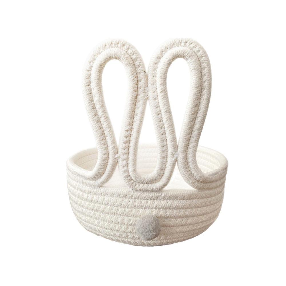 Cartoon Design Bunny Storage Basket Cotton Rope Organizer Basket  Desktop Organizer