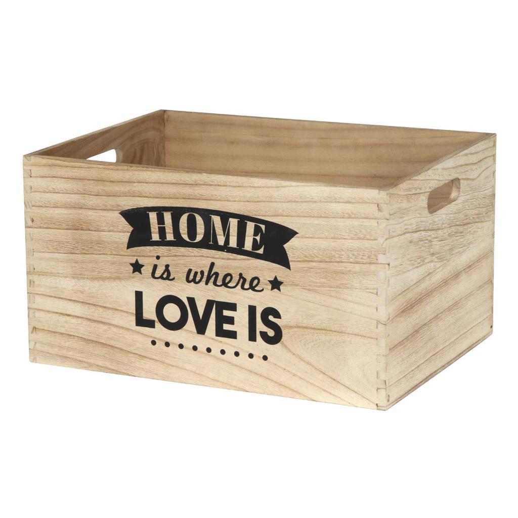 Les Trésors De Lily [Q3285] - Set of 3 Wooden Nesting Crates 'Messages' Beige Black (Home) - 40x31x22 Cm