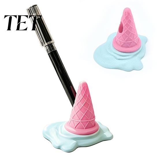 Personalized Office Supplies 3D Printed Melting Ice Cream Pen Holder, Novelty Cone Desk Desktop Accessories Stand, Funny Organizer, Decorative