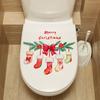 Merry Christmas Toilet Sticker Waterproof Self-adhesive PVC Living Room Bathroom Wall Santa Car Reindeer Stocking Toilet Seat Lid Decoration Decal