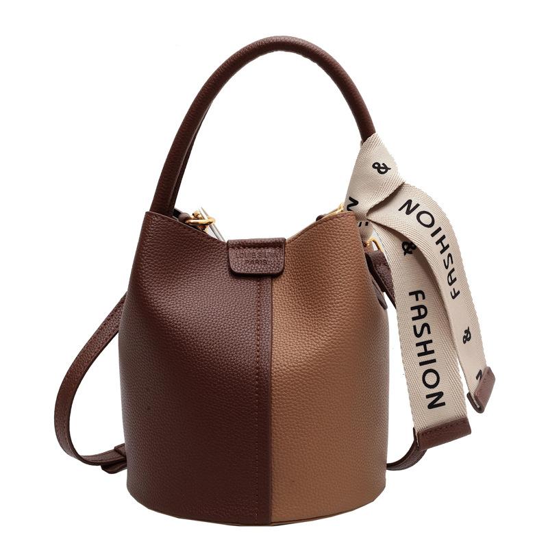 Bucket Bag Fashion Women's Bag Versatile Contrasting Color Trend Large-capacity Handbag Bag Women's Genderless Wind Oblique Straddle Bag