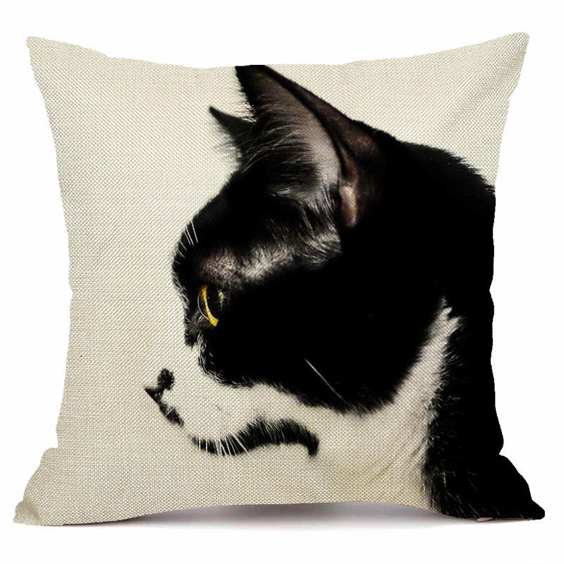 RZN черная льняная наволочка для домашнего животного и кота, квадратная декоративная наволочка для дивана, чехол для подушки с животным узором 45X45 см