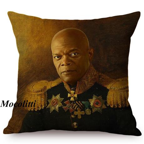 Military Generals Oil Painting Art Decorative Throw Pillow Case Celebrity Star General Costume Design Bedroom Sofa Cushion Cover