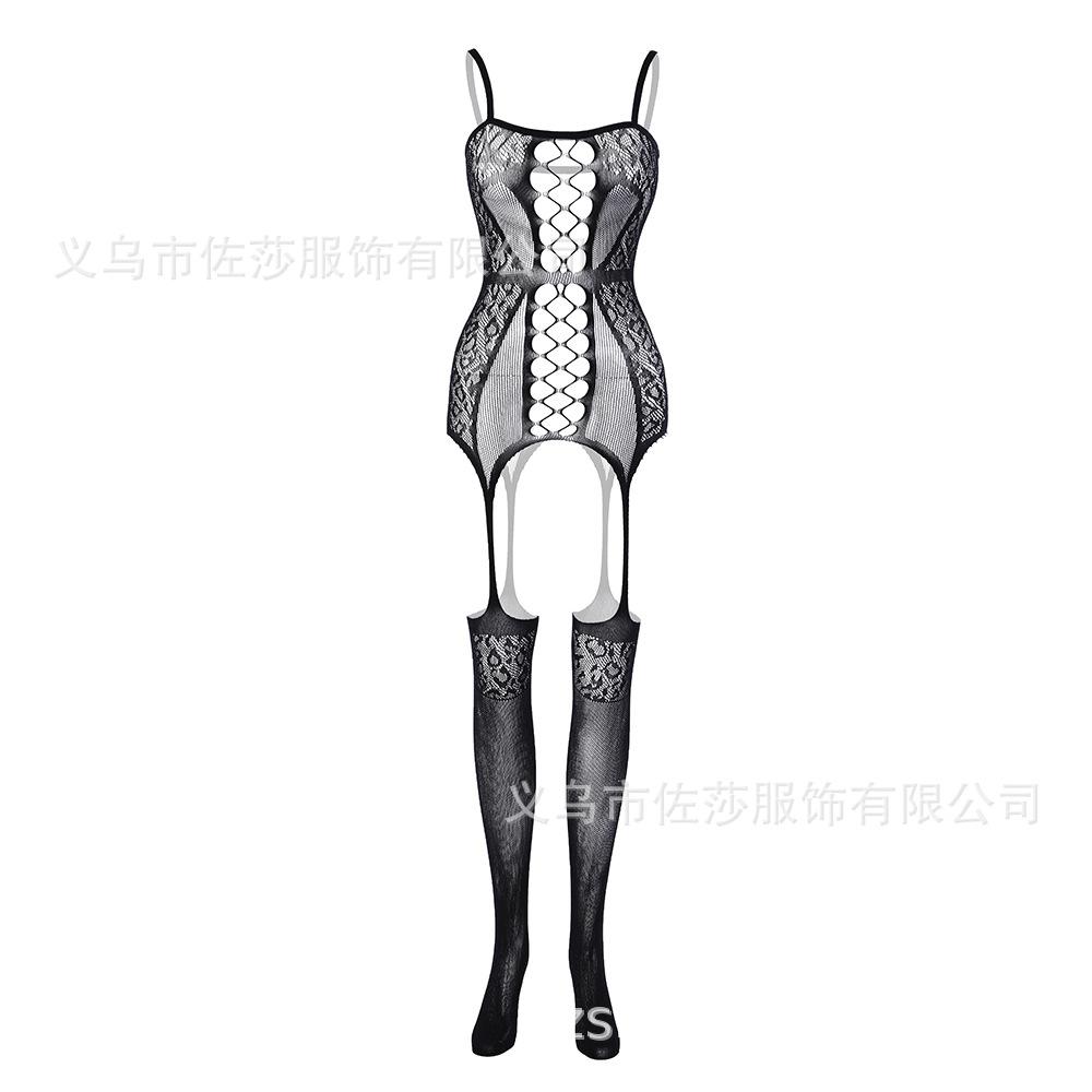 Sexy Underwear New Sexy Suspenders Mesh Socks Open-file Primer Non-slip Temptation Transparent One-piece Stockings