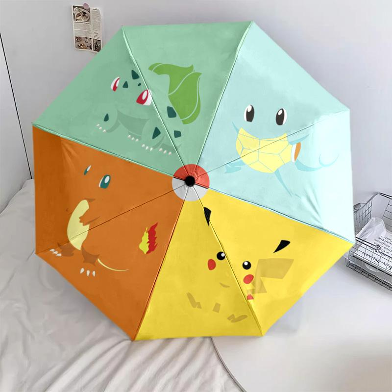 Pokémon Characters 8-Bone Automatic Folding Umbrella, Anti-UV Portable, Ideal Gift for Fans & Home Use