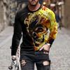 Fashion Men Spring Autumn 3D Digital Print Halloween Sport Round Neck T Shirt Men Running Quick Drying T Shirt
