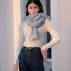 Scarf Women 2025 New Autumn and Winter Sweet Cotton and Linen Dot Blue Warm Fashion Scarf Shawl Women
