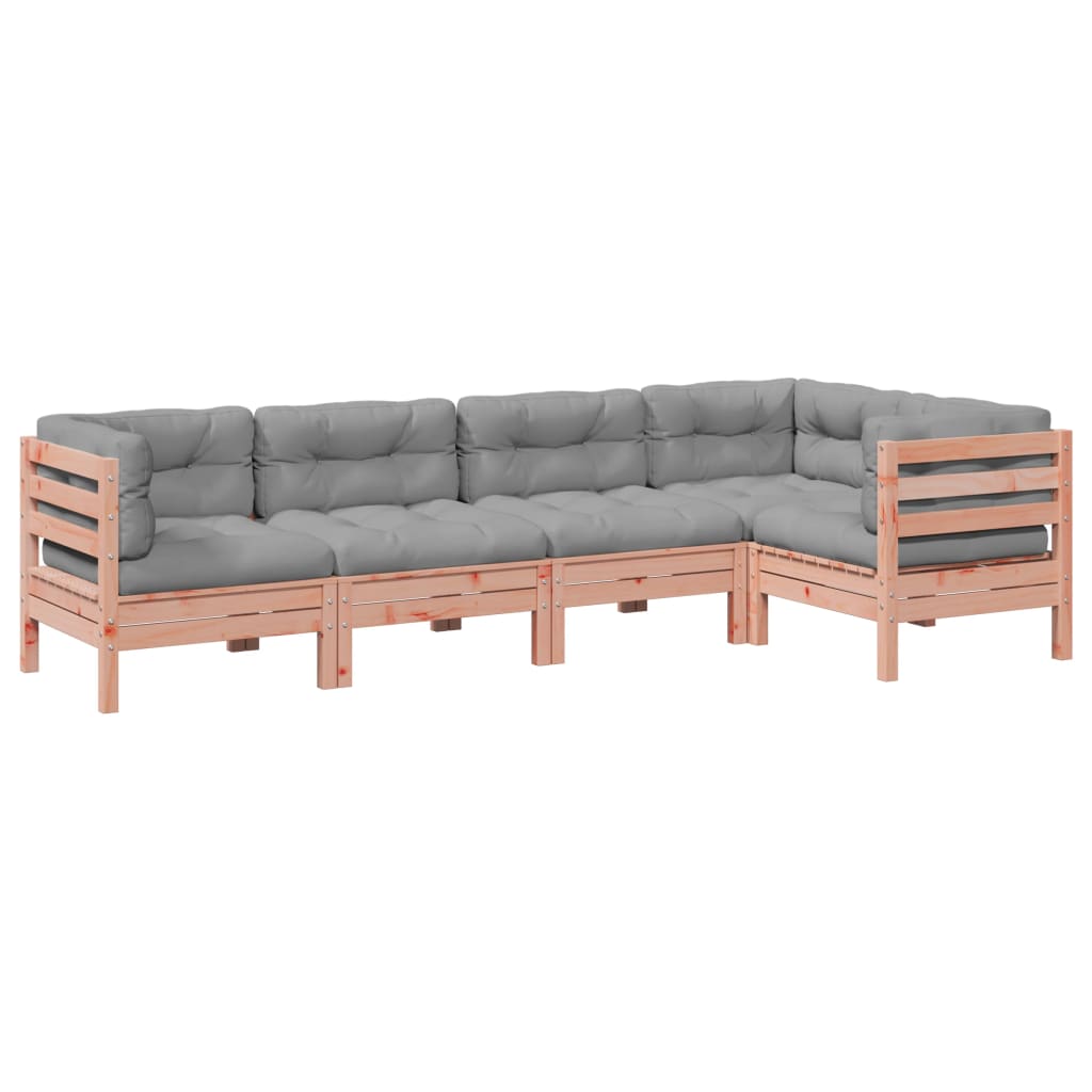 5 piece garden sofa set with cushions solid Douglas fir wood