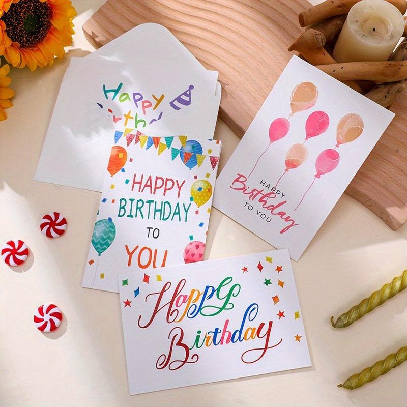 1 Set (20 Pcs) of Birthday Greeting Cards with English "Happy Birthday" Simple Wishes - Includes 10 Greeting Cards and 10 Envelopes