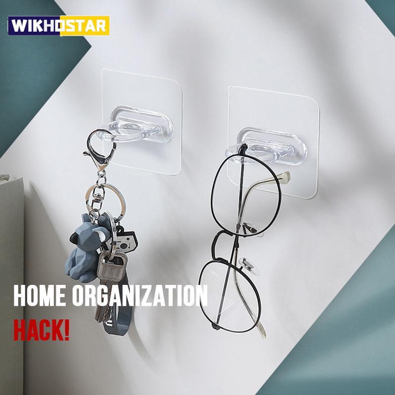 All-in-oneal Round Hooks Strong Self Adhesive Door Wall Shower Bottle Hooks Transparent Wall Holder Sucker for Household
